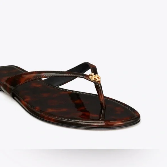 Tory Burch Classic Flip Flop Tortoise Patent Size 8 - Picture 2 of 8